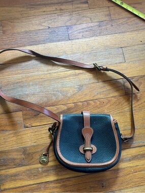 Dooney & Bourke Black Pebble Leather Crossbody with Brown Trim